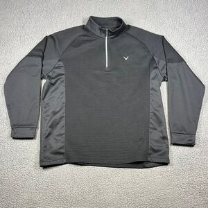 Callaway Opti-Dri Mens XL Quarter Zip Pullover Black Textured Golf Jacket Ribbed